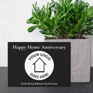 Real Estate Logo Happy Home Jubileum zwarte kaart