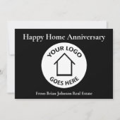 Real Estate Logo Happy Home Jubileum zwarte kaart (Voorkant)