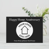 Real Estate Logo Happy Home Jubileum zwarte kaart (Staand voorkant)