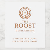 Real Estate Logo Housewarming Marketing Wijn Etiket (Enkel label)