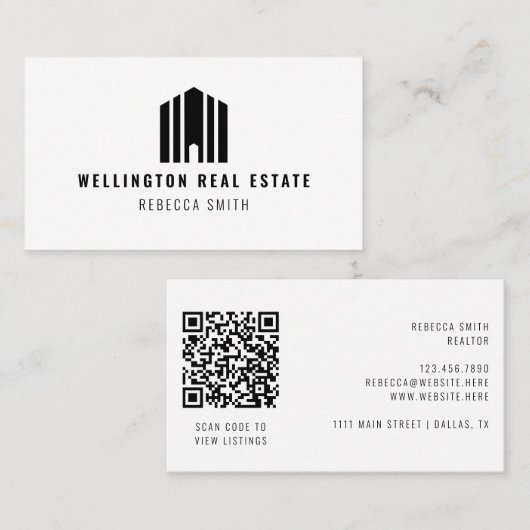 Real Estate Logo QR Code Listing Agent Realtor Visitekaartje (Voorkant / Achterkant)