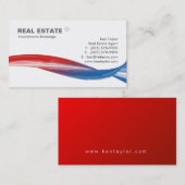 Real Estate Logo Red Blue Swoosh Modern White Visitekaartje (Voorkant / Achterkant)