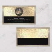 Real Estate Logo Sequin Gold metalen Visitekaartje (Voorkant / Achterkant)