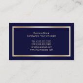 Real Estate Luxury Quilted Modern Navy Gold Agent Visitekaartje (Achterkant)