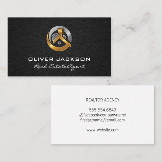 Real Estate Metal Logo Visitekaartje (Voorkant / Achterkant)