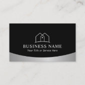 Real Estate Minimalist House Logo Modern Metallic Visitekaartje (Voorkant)