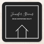 Real Estate Modern Black Custom Open House Kartonnen Onderzetters (Voorkant)