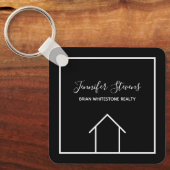 Real Estate Modern Black White Custom Open House Sleutelhanger (Voorkant)