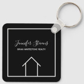 Real Estate Modern Black White Custom Open House Sleutelhanger (Achterkant)