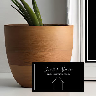 Real Estate Modern Black White Minimalist Realtor Visitekaartje