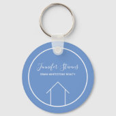 Real Estate Modern Blue White Custom Cute Realtor Sleutelhanger (Achterkant)