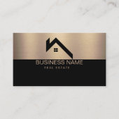 Real Estate Modern House Logo Black & Gold Visitekaartje (Voorkant)