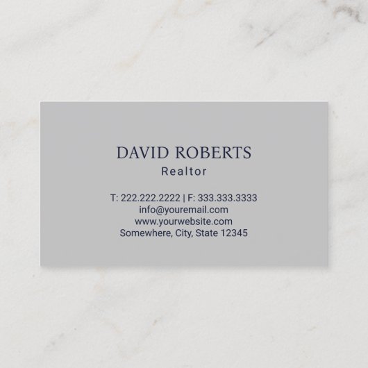 Real Estate Modern House Logo Navy & Silver Visitekaartje (Achterkant)