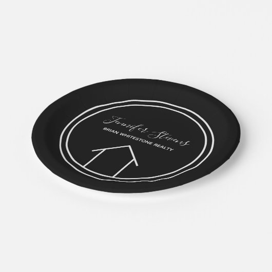 Real Estate Modern Open House Custom Black Papieren Bordje (Gekanteld)