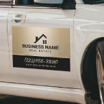 Real Estate Moderne House Logo Black & Gold Automagneet<br><div class="desc">Onroerend goed Modern Huis Logo Zwart & Gouden Yard Tekens.</div>