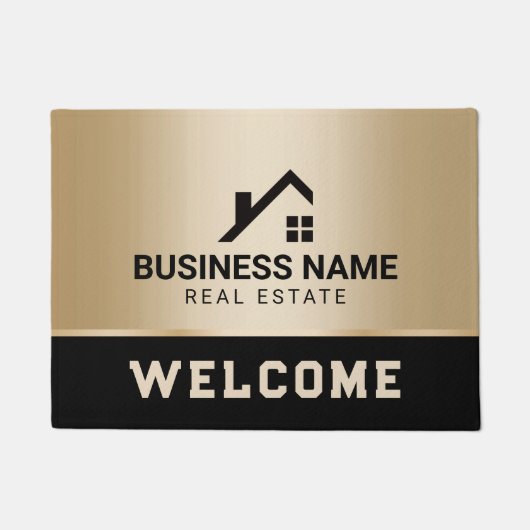 Real Estate Moderne House Logo Black & Gold Deurmat (Voorkant)