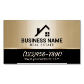 Real Estate Moderne House Logo Black & Gold Magnetisch Visitekaartje (Voorkant)