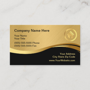 Real Estate Moderne House Logo Black & Gold Visitekaartje