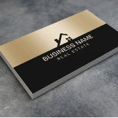 Real Estate Moderne House Logo Black & Gold Visitekaartje