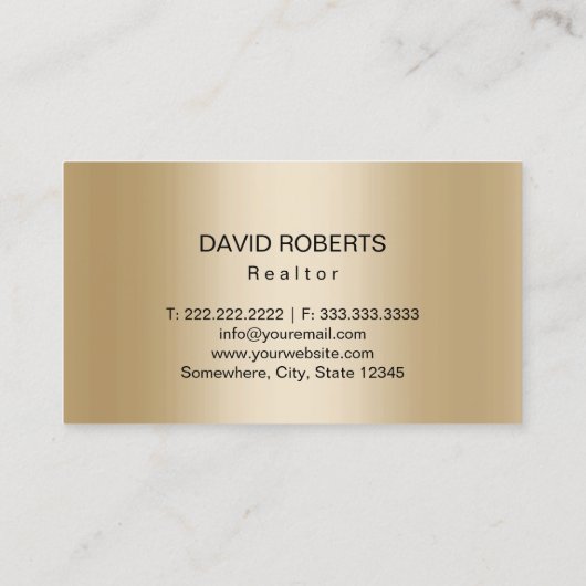 Real Estate Moderne House Logo Black & Gold Visitekaartje (Achterkant)