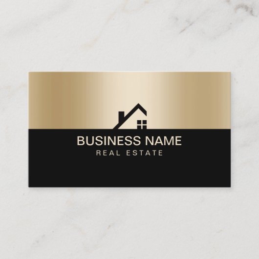 Real Estate Moderne House Logo Black & Gold Visitekaartje (Voorkant)