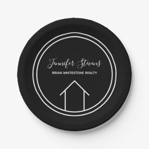 Real Estate Moderne Open House Custom Black Papieren Bordje