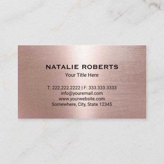 Real Estate Moderne Roos Gold Key Realtor Visitekaartje (Achterkant)