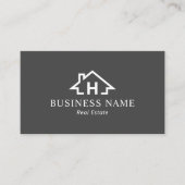 Real Estate Monogram House Logo Professional Grey Visitekaartje (Voorkant)