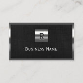 Real Estate Monogram Metal Lijst Classy Linen Visitekaartje (Voorkant)