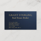 Real Estate Navy Blue Gold Metallic QR Code  Visitekaartje (Voorkant)