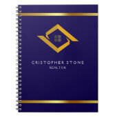 Real Estate Navy Blue House Logo Modern Realtor Notitieboek (Voorkant)