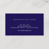 Real Estate Navy Blue House Logo Modern Realtor Visitekaartje (Achterkant)