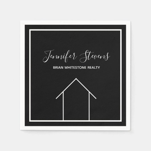 Real Estate Open House Black White Marketing Servet (Voorkant)