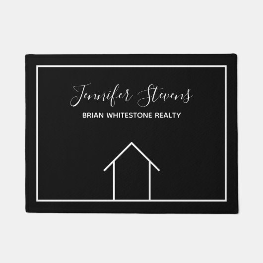 Real Estate Open House Black White Monogram Deurmat (Voorkant)