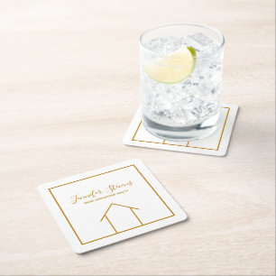 Real Estate Open House Custom Chic Gold White Kartonnen Onderzetters