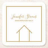 Real Estate Open House Custom Chic Gold White Kartonnen Onderzetters (Voorkant)