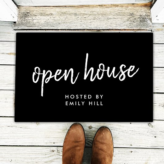 Real Estate Open House Stylish Black Realtor Deurmat