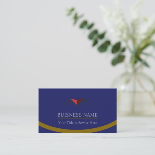Real Estate Personalized Navy Blue  Visitekaartje (Staand voorkant)