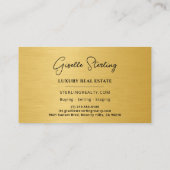 Real Estate Professional Black Gold Metallic Visitekaartje (Achterkant)