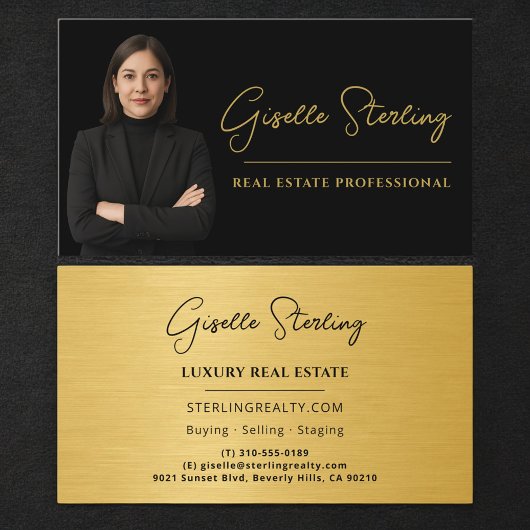 Real Estate Professional Black Gold Metallic Visitekaartje