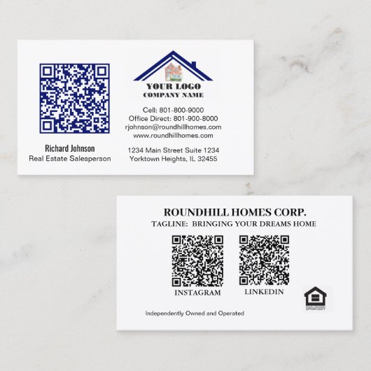 Real Estate Professional Logo QR Code Visitekaartje (Voorkant / Achterkant)
