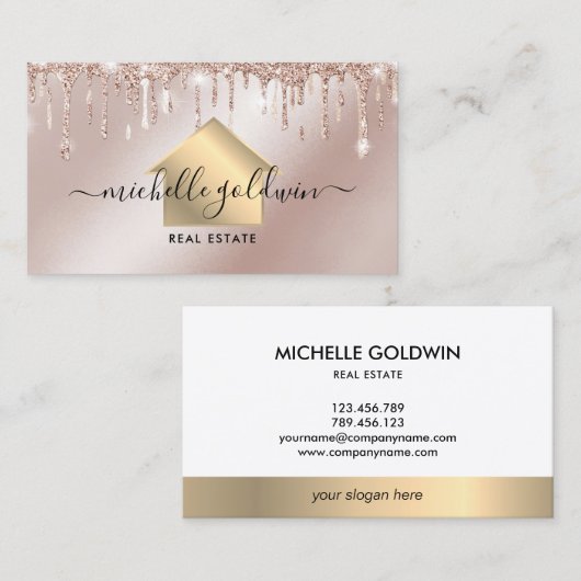 Real Estate Professional Modern Script House Busin Visitekaartje (Voorkant / Achterkant)