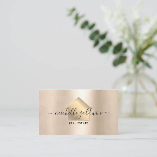 Real Estate Professional Modern Script House Busin Visitekaartje (Staand voorkant)