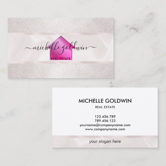 Real Estate Professional Modern Script House Busin Visitekaartje (Voorkant / Achterkant)