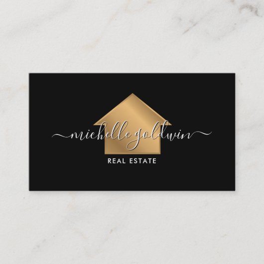 Real Estate Professional Modern Script House Busin Visitekaartje (Voorkant)