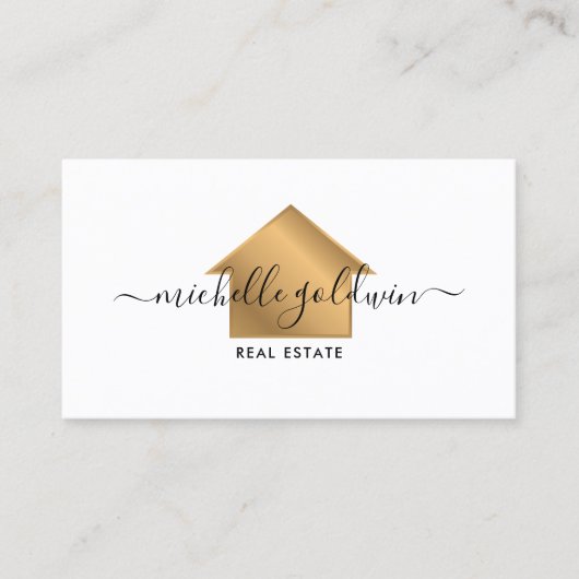 Real Estate Professional Modern Script House Visitekaartje (Voorkant)