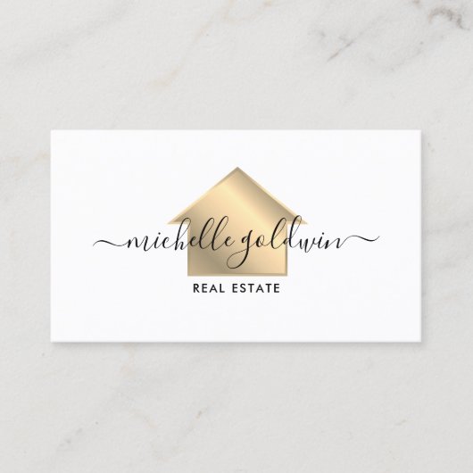 Real Estate Professional Modern Script House Visitekaartje (Voorkant)