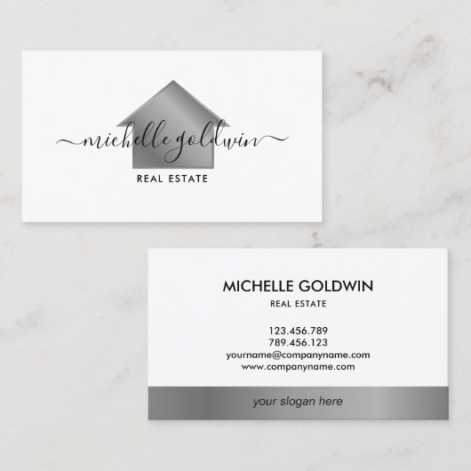 Real Estate Professional Modern Script House Visitekaartje (Voorkant / Achterkant)