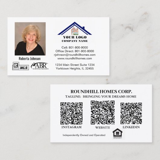 Real Estate Professional Voeg de QR-code van de Fo Visitekaartje (Voorkant / Achterkant)