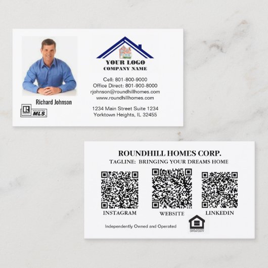 Real Estate Professional Voeg de QR-code van de Fo Visitekaartje (Voorkant / Achterkant)